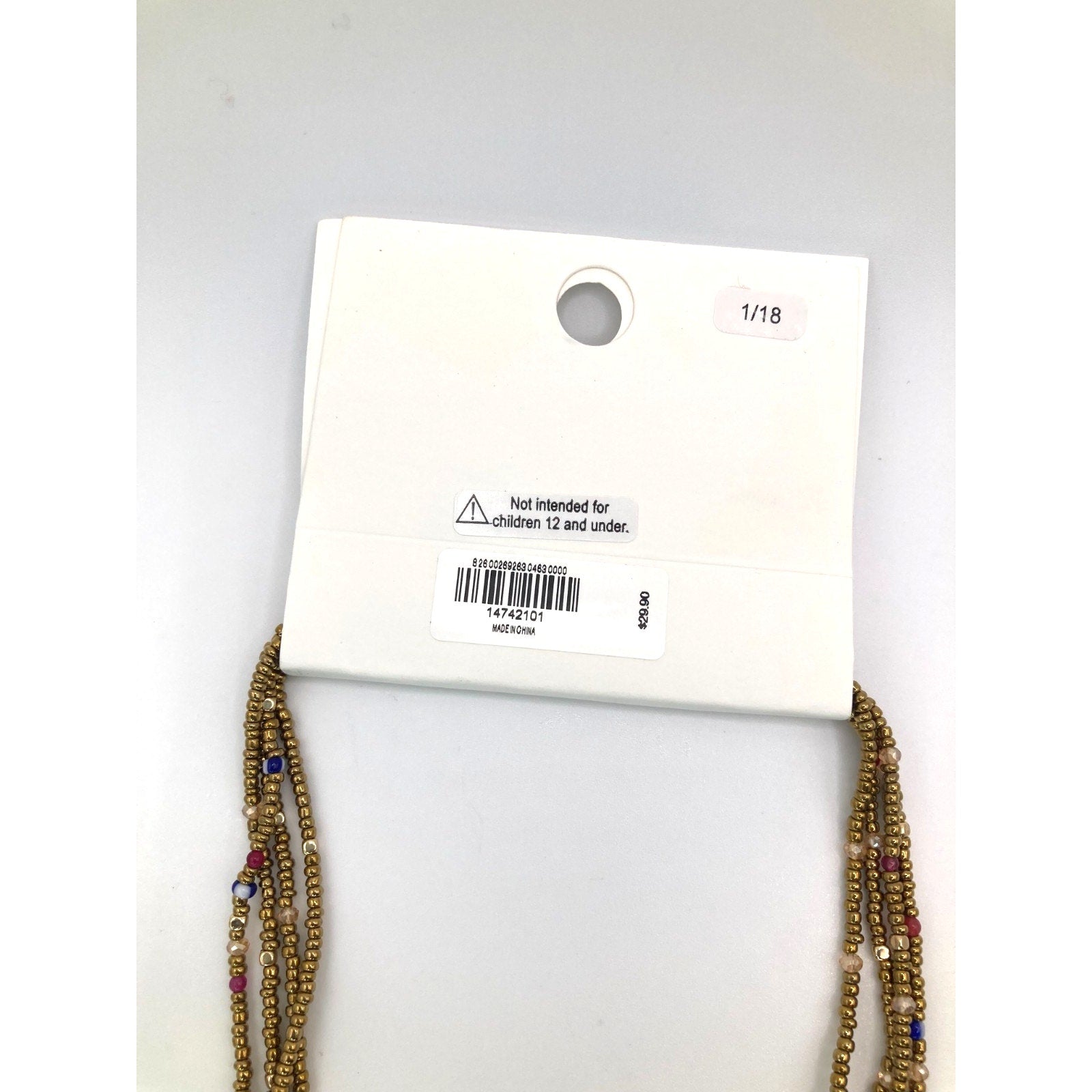 EXPRESS Layered Gold Seed Bead Teal Blue Mint Tassel Necklace Boho 14"+ NEW