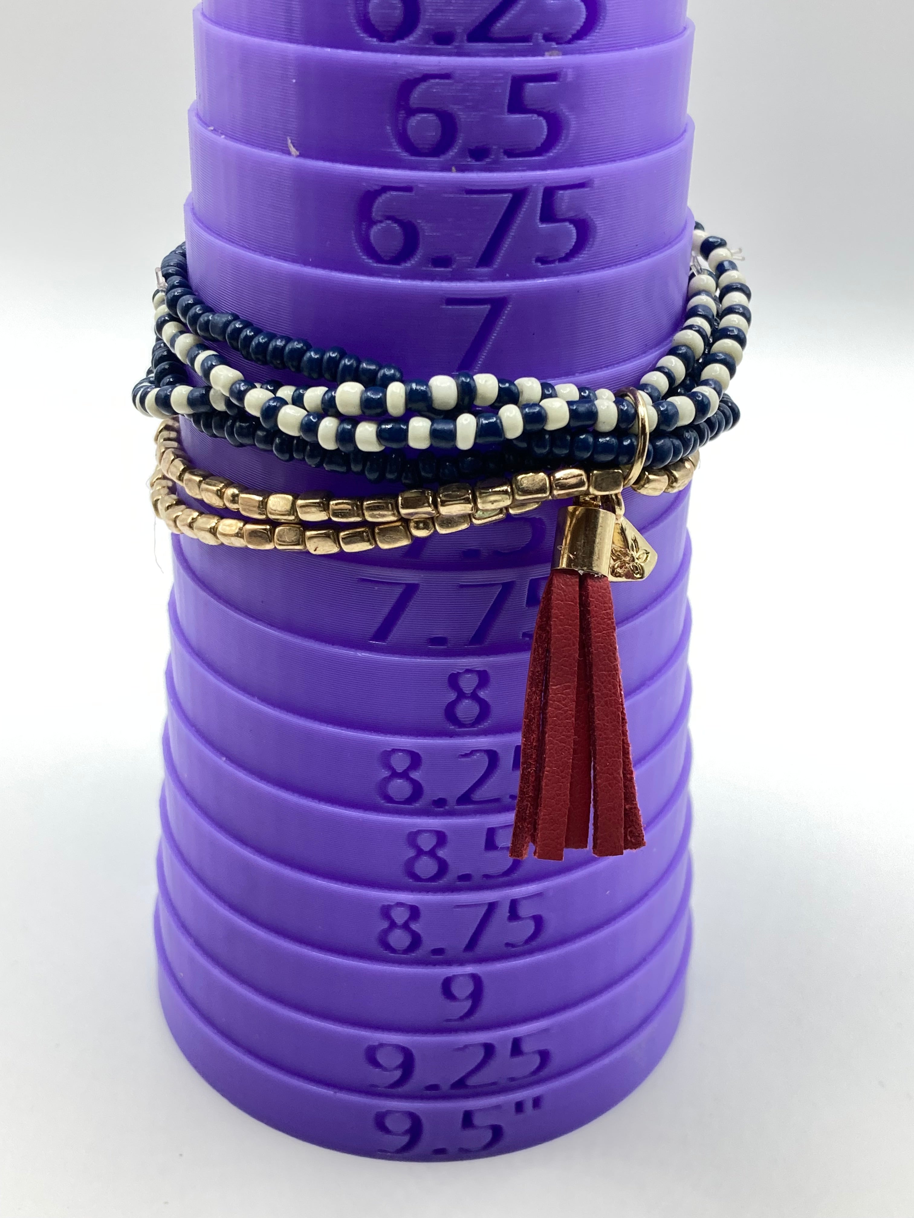 LANE BRYANT Multi Strand Beaded & Gold Tone Patriotic Stretch Bracelet w/ Tassel