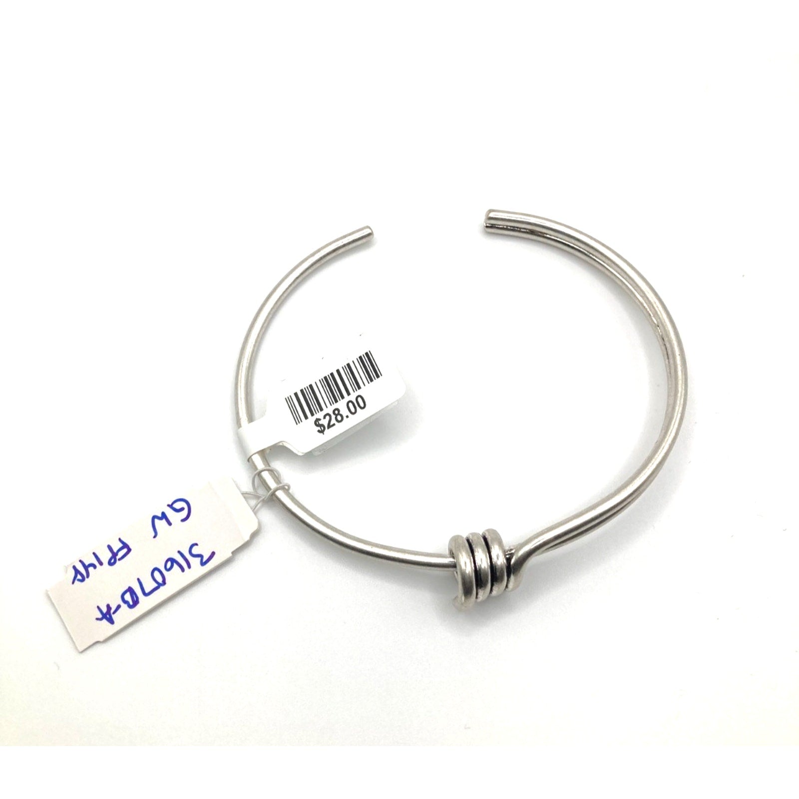 FREE PEOPLE 'Onyx' 'Silver Ox' Knot Twisted Style Armband Minimalist 3.25" Dia.