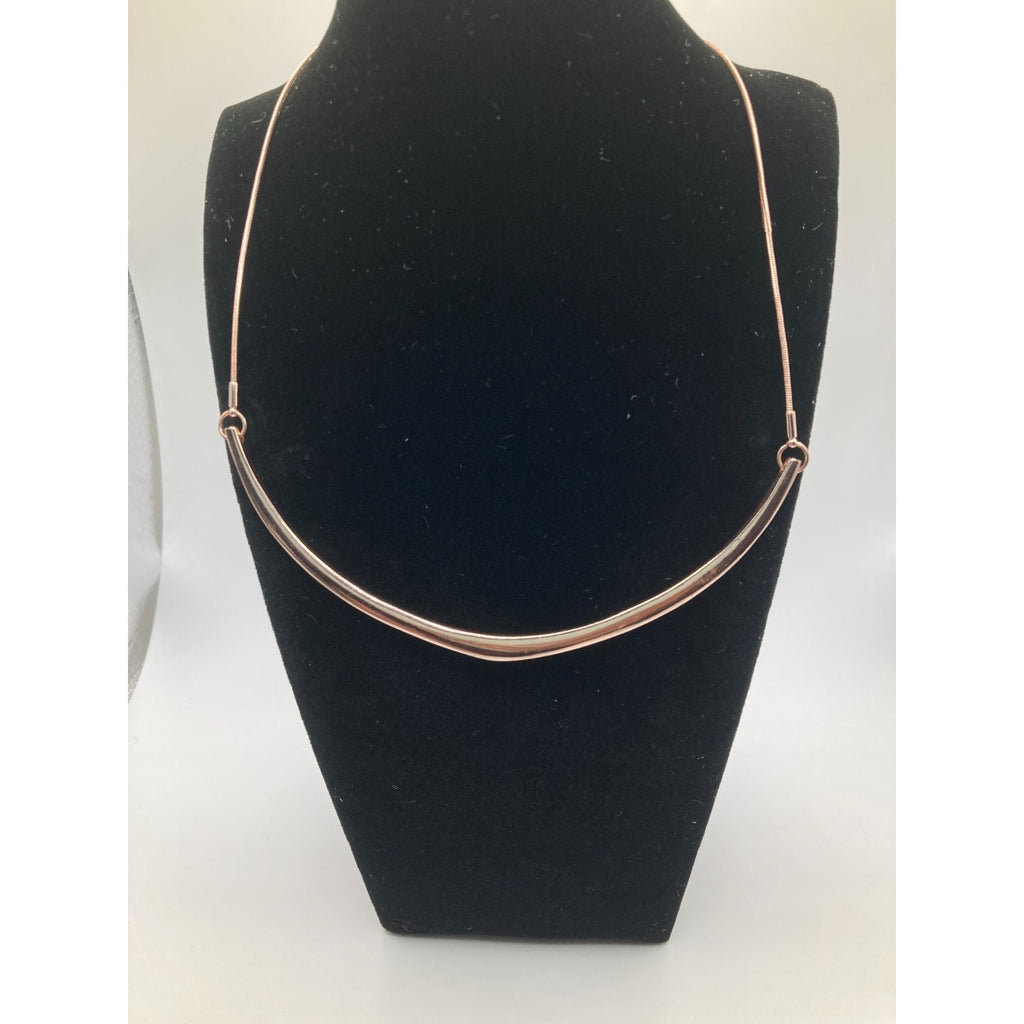 Soft Rose Gold Tone Slider Adjustable Bow Necklace Simplistic Versatile 28"