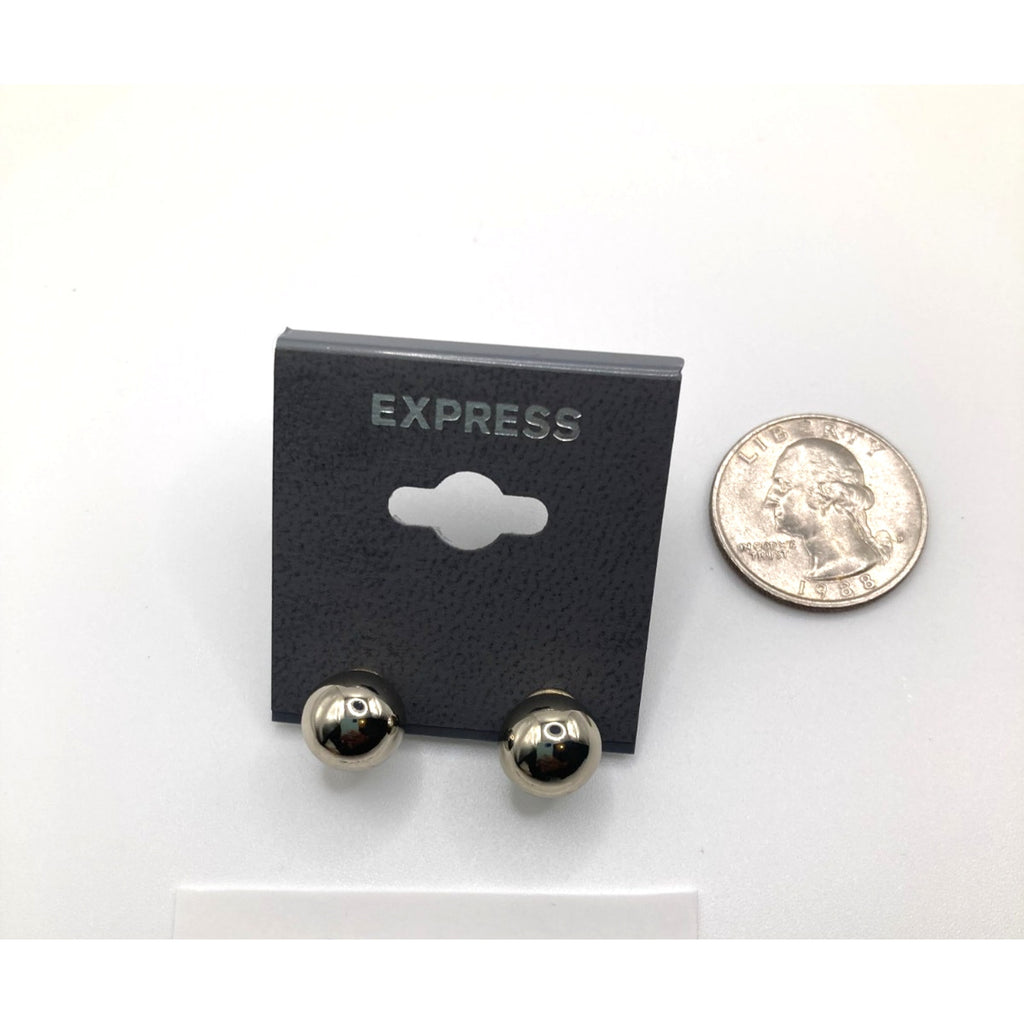 EXPRESS Silver Tone Bauble Stud Faux Pearl Bead Earrings NEW