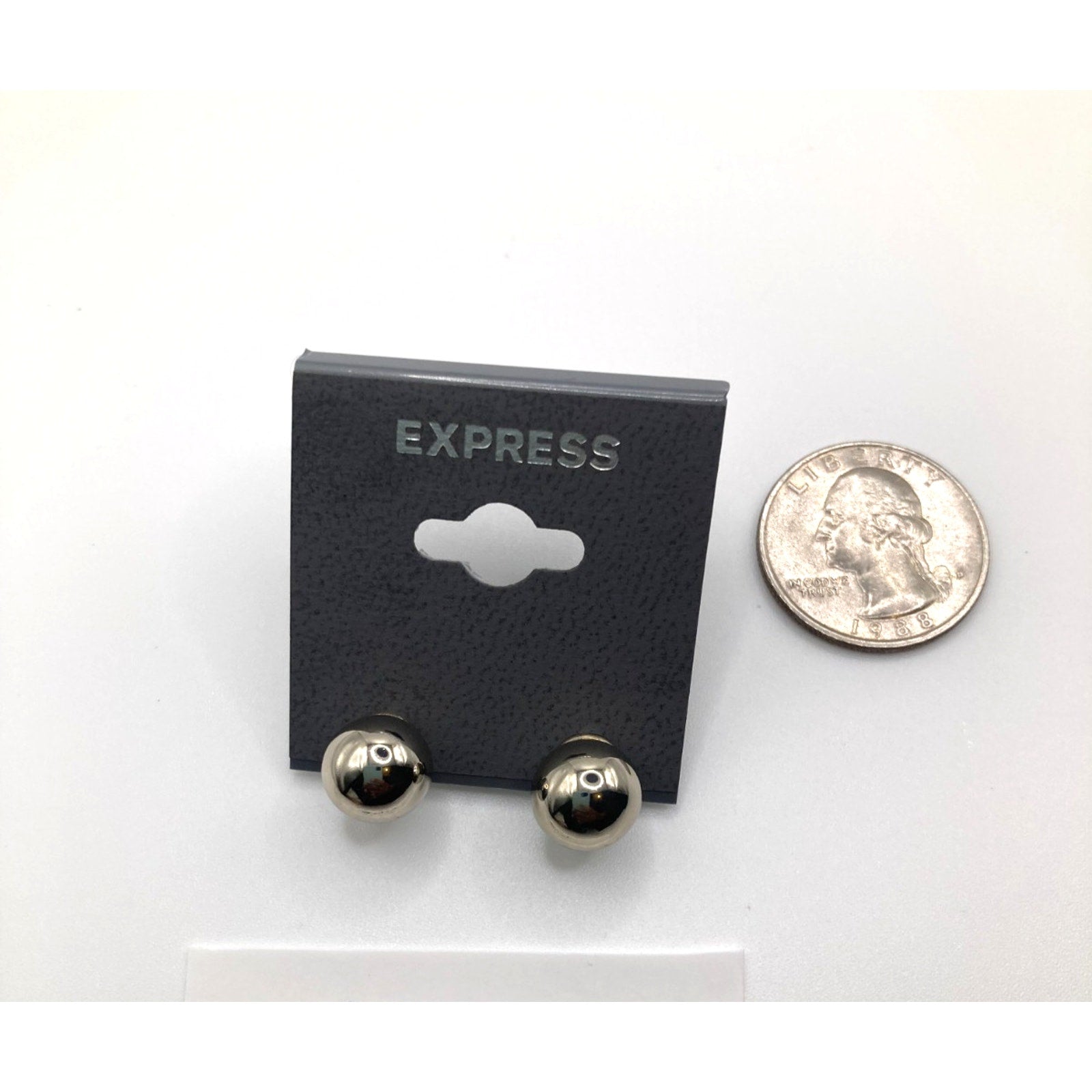 EXPRESS Silver Tone Bauble Stud Faux Pearl Bead Earrings NEW
