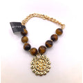 THE LIMITED Tiger's Eye Gold Tone Charm Stretch Bracelet