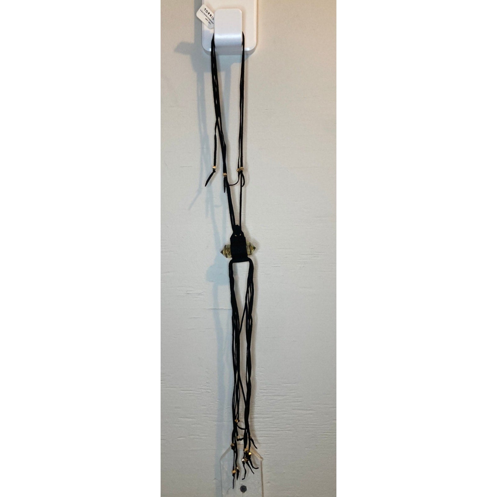 TORRID Black Rope Fringe Sueded Necklace w/ Crystal and Gold Tone Accents