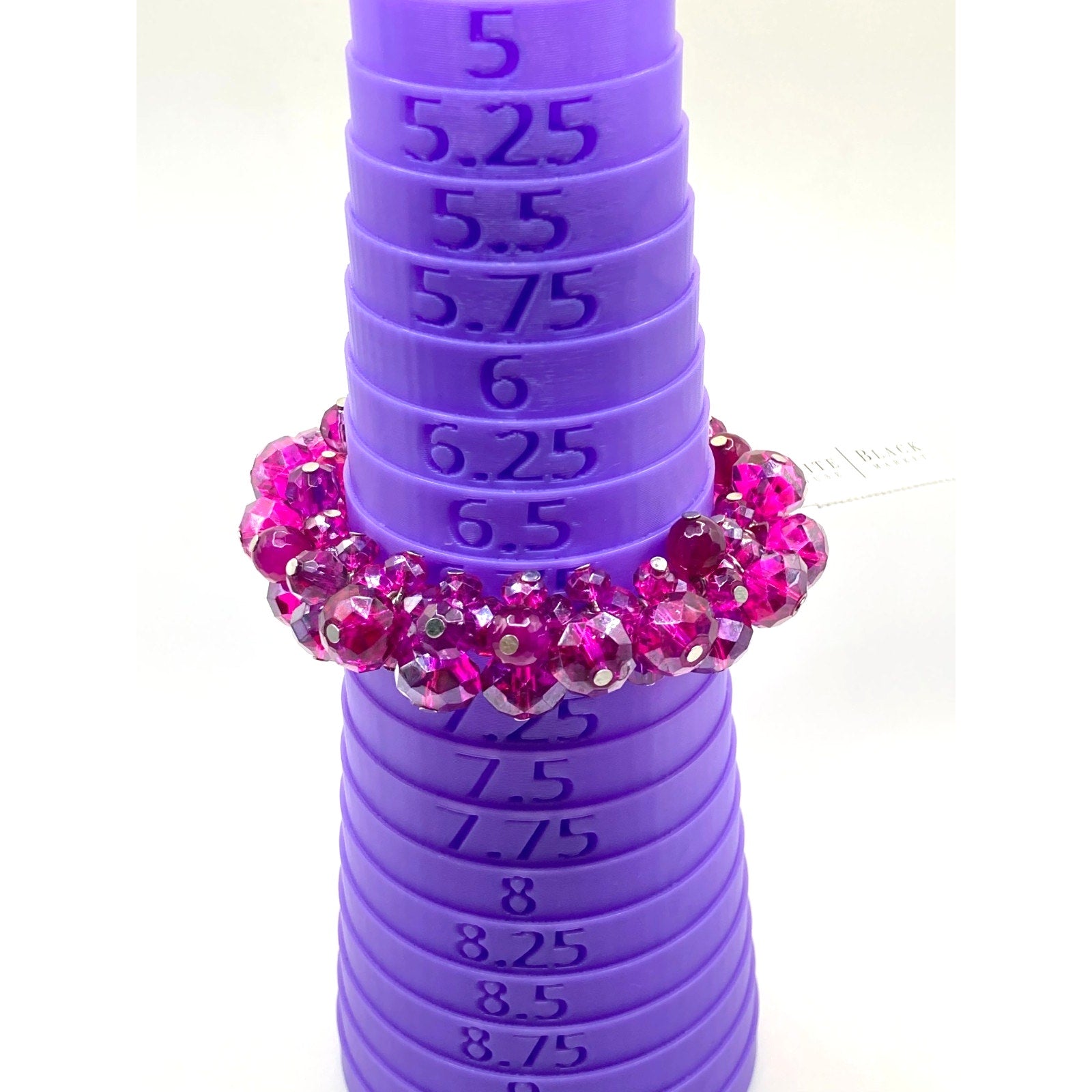 White House Black Market Pink Fuchsia Faceted Crystal Beaded Stretch Bracelet