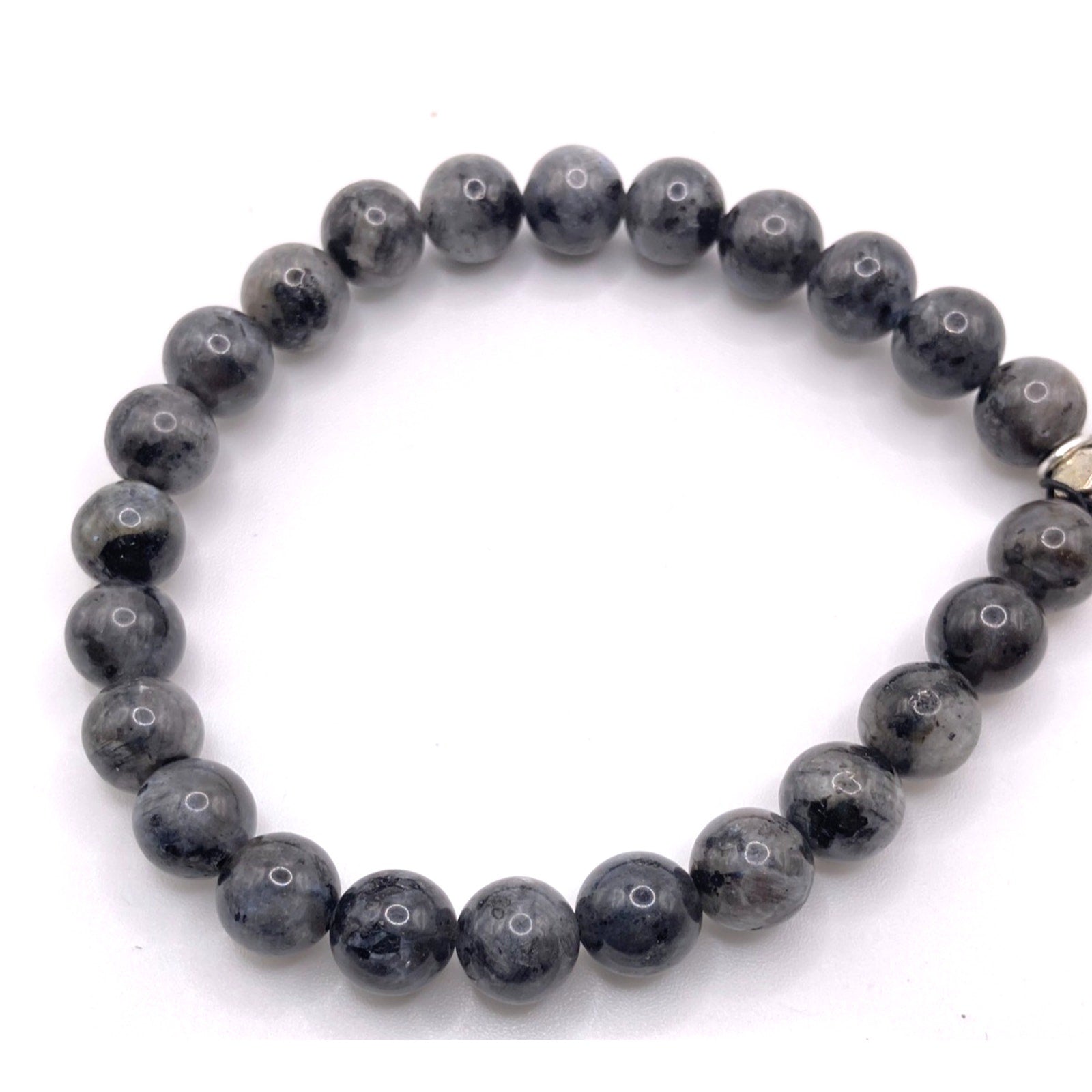 EXPRESS Men Women Genuine Stone Marbled Black Stretch Wristband Bracelet NEW