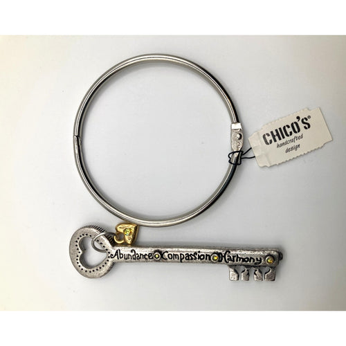 CHICO'S Lock & Key Themed Heart Abundance, Compassion, Harmony Novelty Bracelet