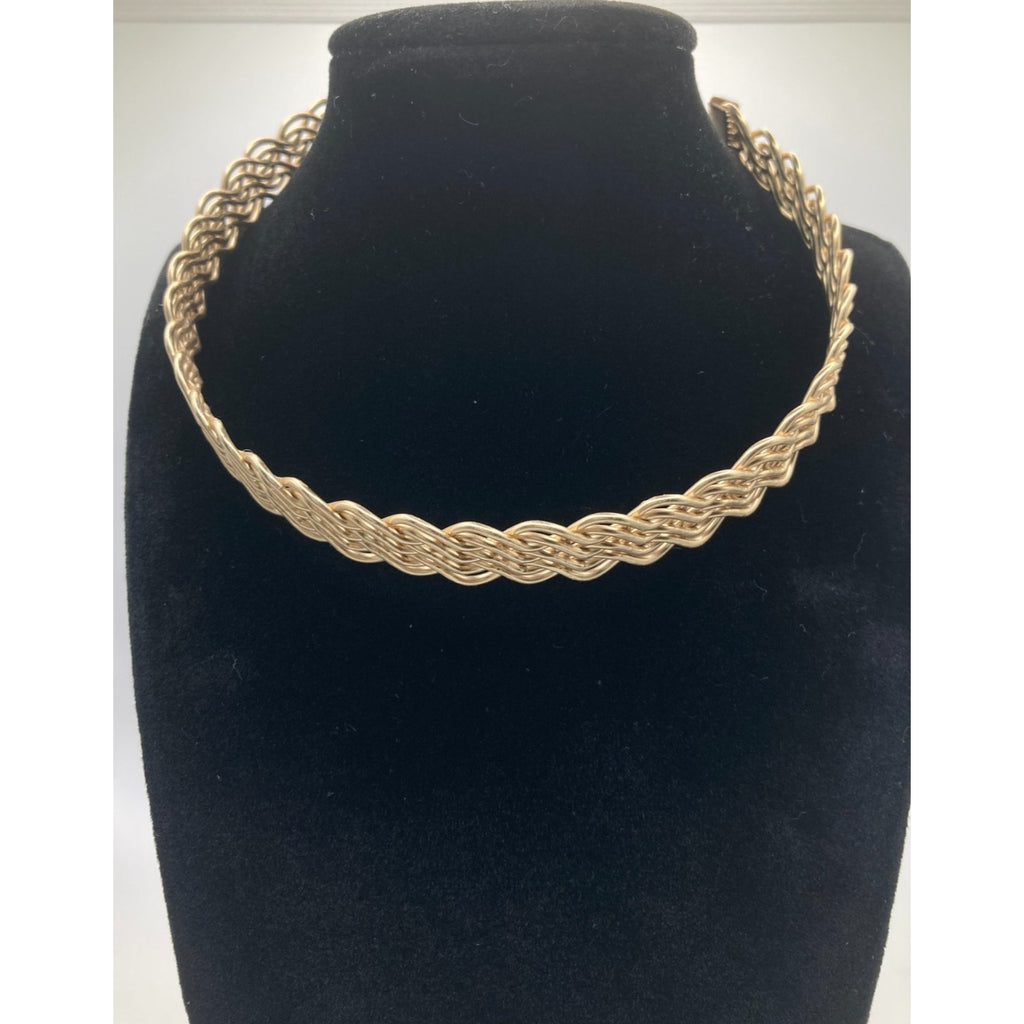 FREE PEOPLE Gold Tone Woven Chain Collar Choker Necklace