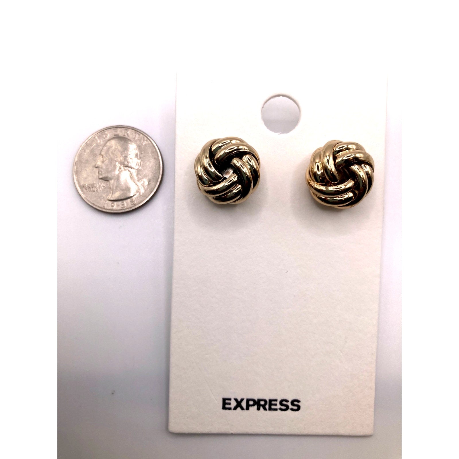 EXPRESS Gold Tone Knot Style Stud Earrings Dainty Work Wear NEW