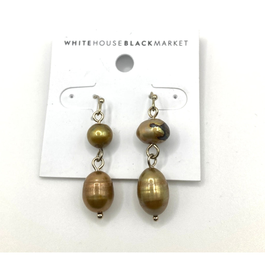 WHITE HOUSE/BLACK MARKET Semi Precious Freshwater Pearl Earrings ~1in
