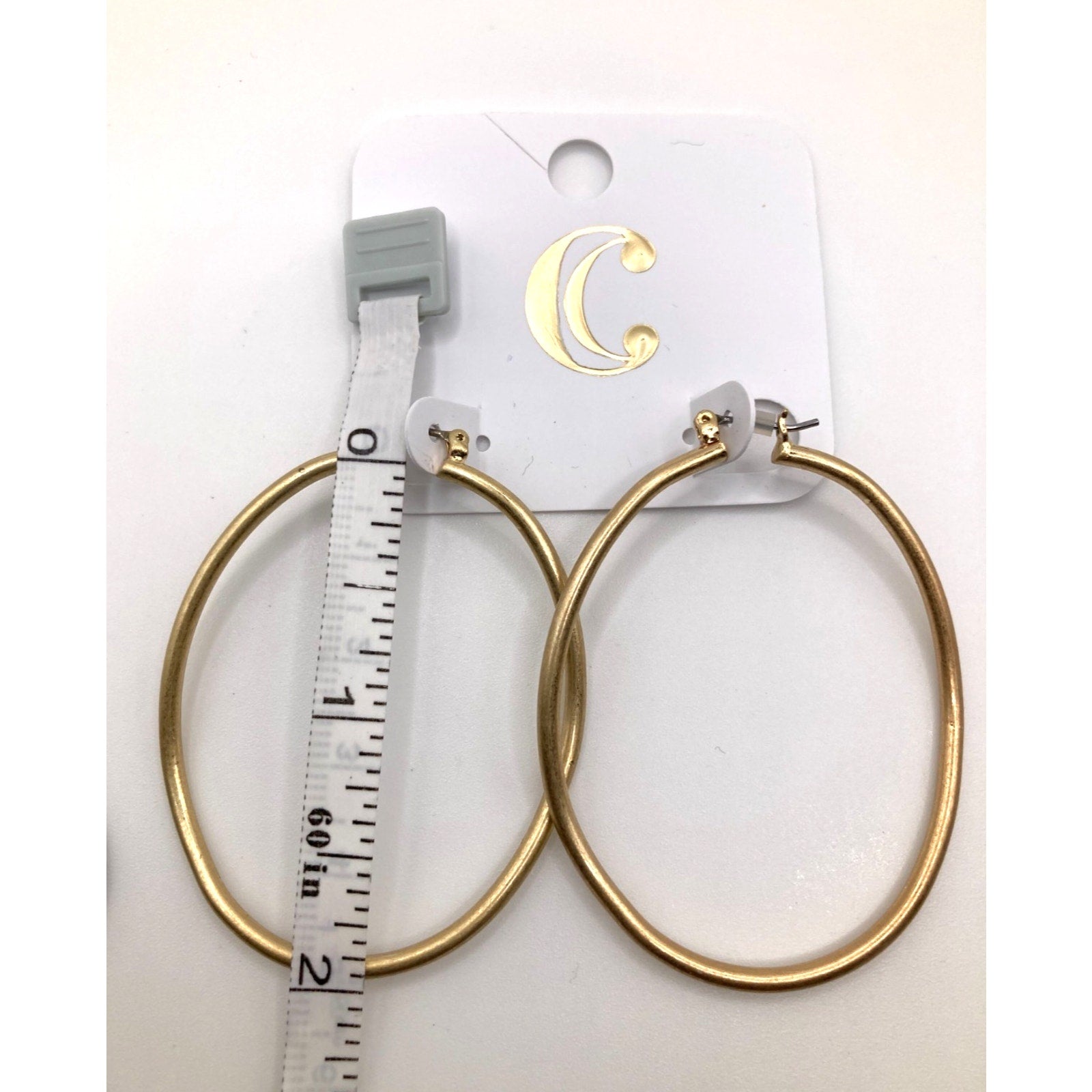 CHARMING CHARLIE Gold Tone & Silver Tone Abstract Oval Hoop Earrings 2 PAIR SET
