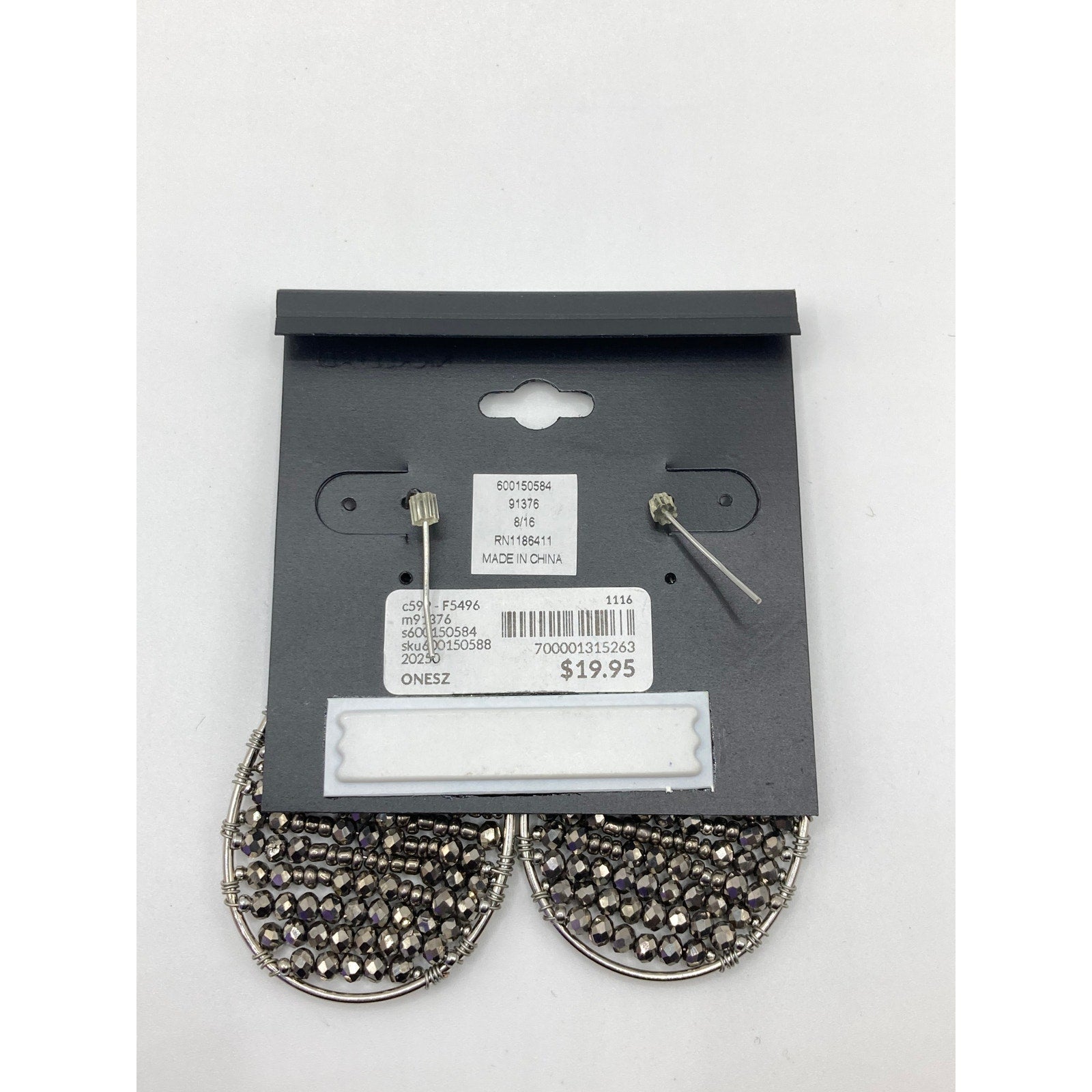 LANE BRYANT Teardrop Grey Beaded & Wire Earrings