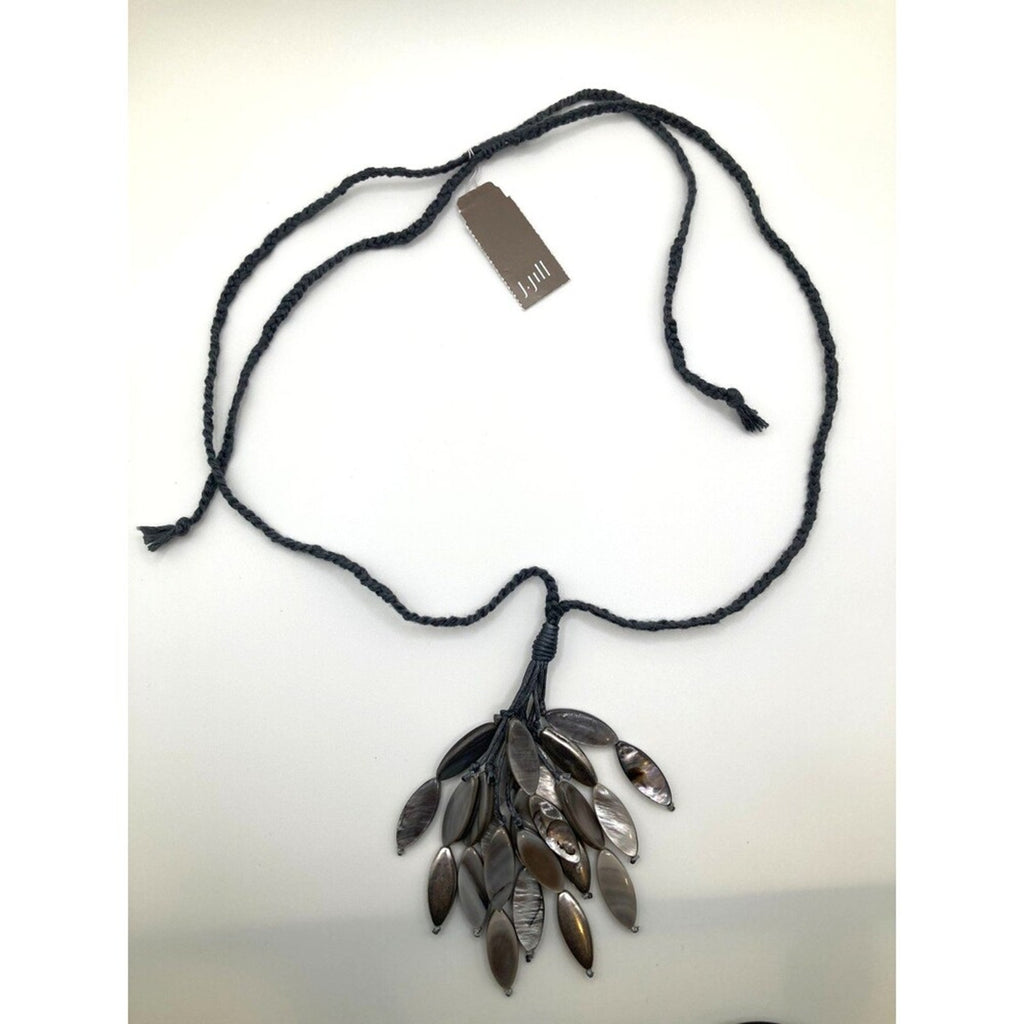 J JILL Grey Dangle Cluster Sculpted-Shell Tassel Pendant Necklace NEW