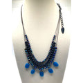 Coldwater Creek Blue Black Iridescent Aurora Borealis Layered Stone Necklace 18"