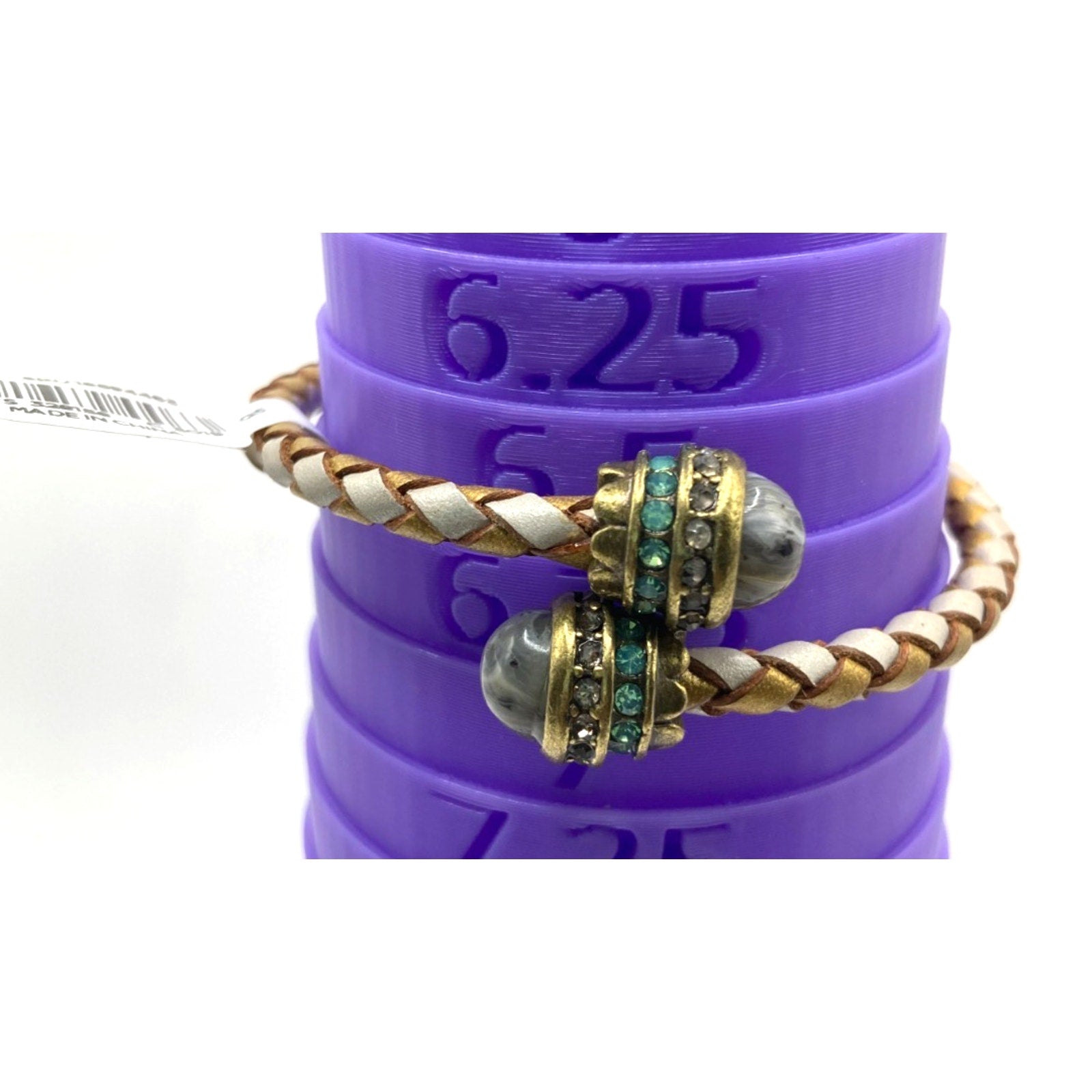 LOFT Braided Woven Wrap Bracelet Gold Tone Faux Stone & Rhinestone End Accents