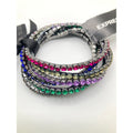 EXPRESS Multicolor Rhinestone on Grey Tone Metal Stretch Bracelets Set