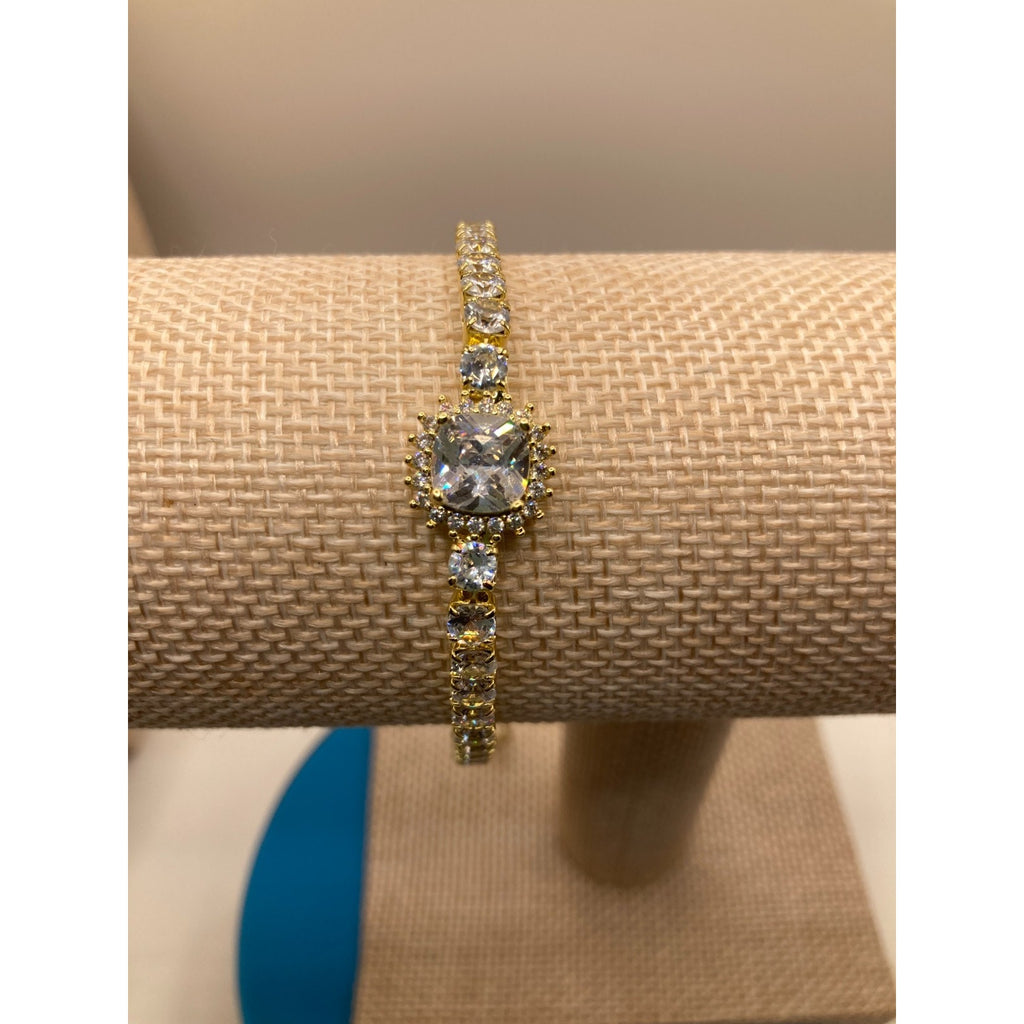 Radiant Center Stone Slider Tennis Bracelet Made with Swarovski Elements Sz9