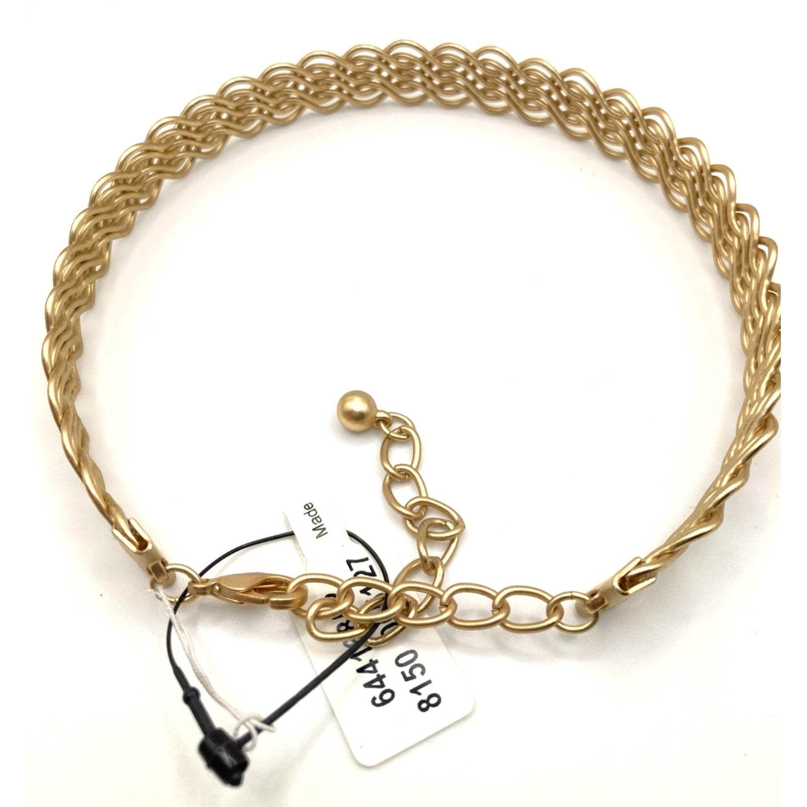 FREE PEOPLE Gold Tone Woven Chain Collar Choker Necklace