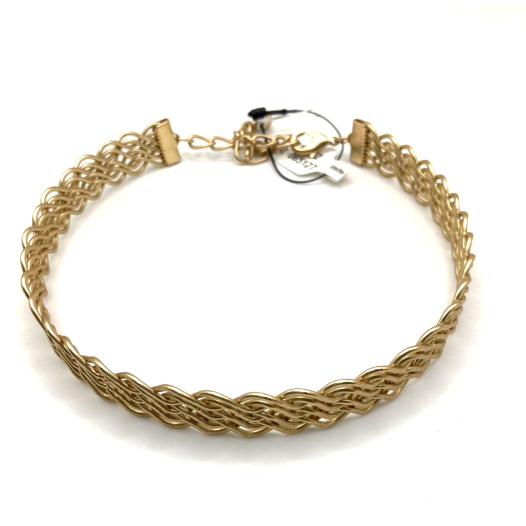 FREE PEOPLE Gold Tone Woven Chain Collar Choker Necklace