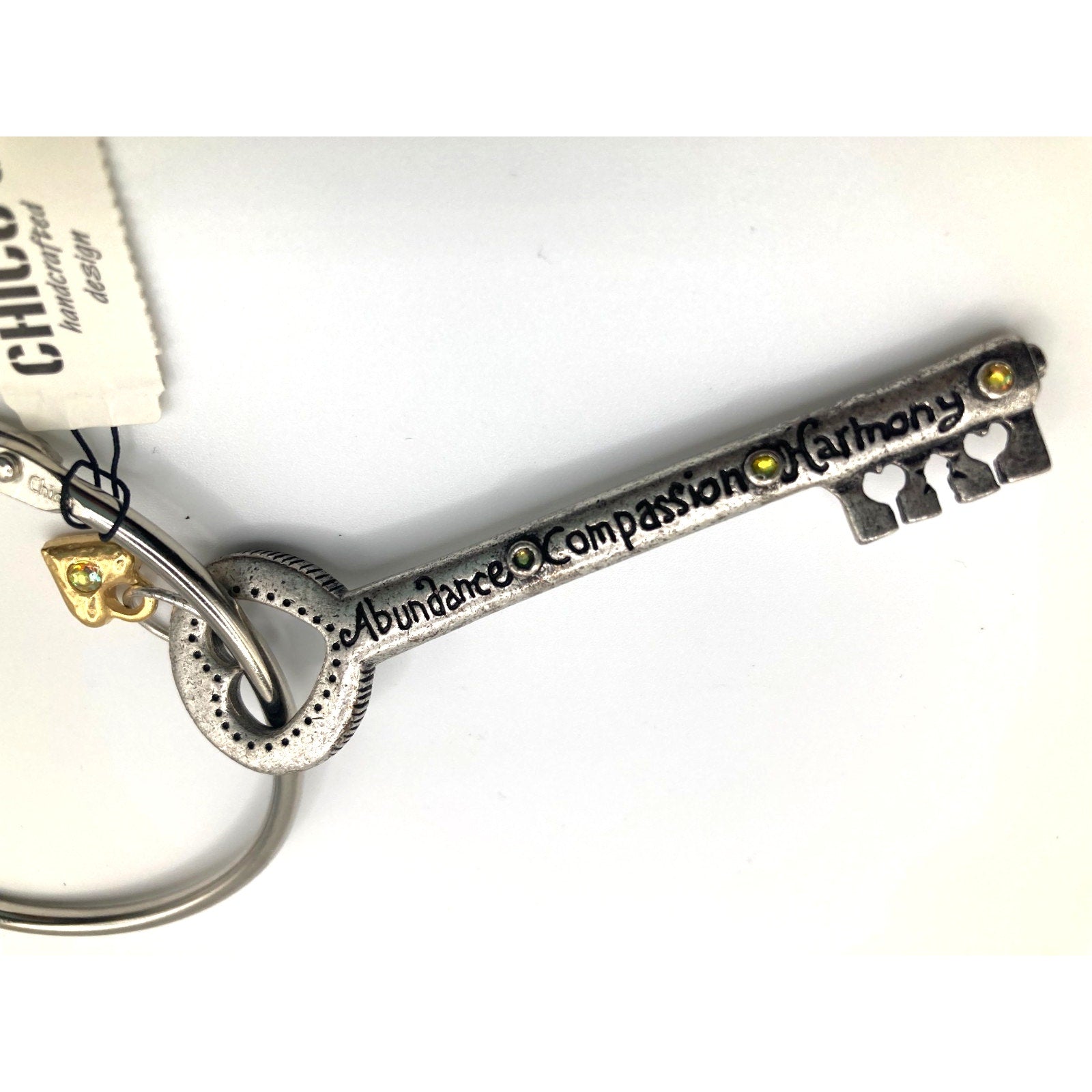 CHICO'S Lock & Key Themed Heart Abundance, Compassion, Harmony Novelty Bracelet