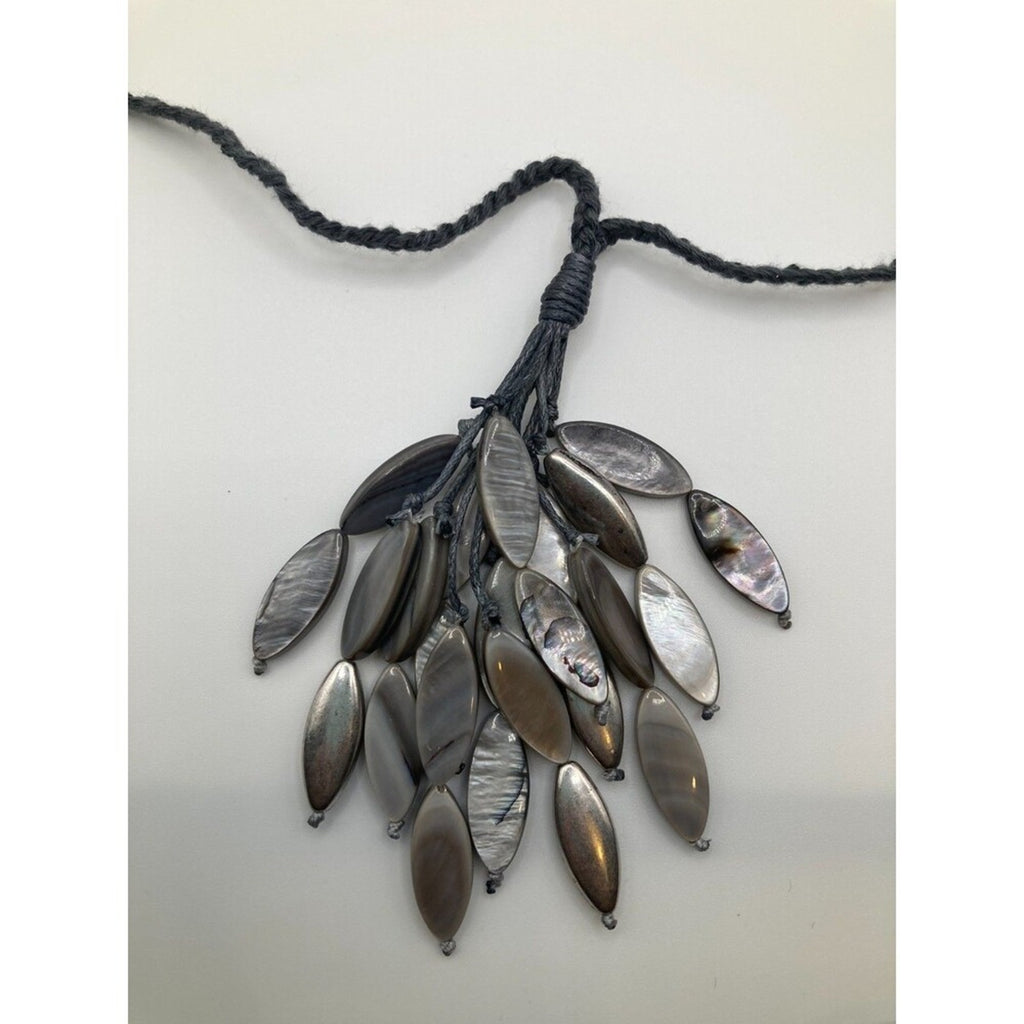 J JILL Grey Dangle Cluster Sculpted-Shell Tassel Pendant Necklace NEW