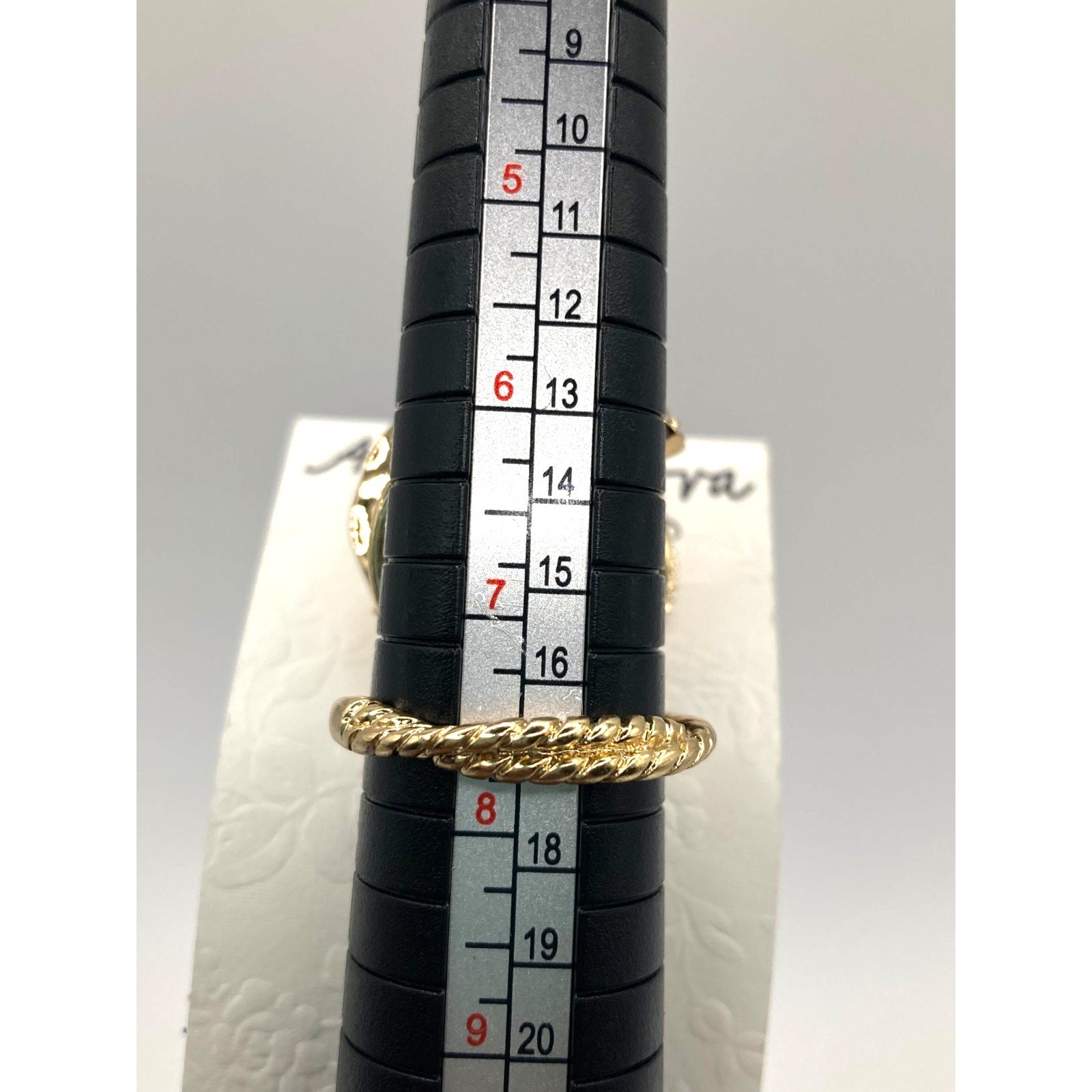ANNA & AVA Women's 5-Stack Ring Set Gold Tone Hammered, Braided, Faux Stone NEW
