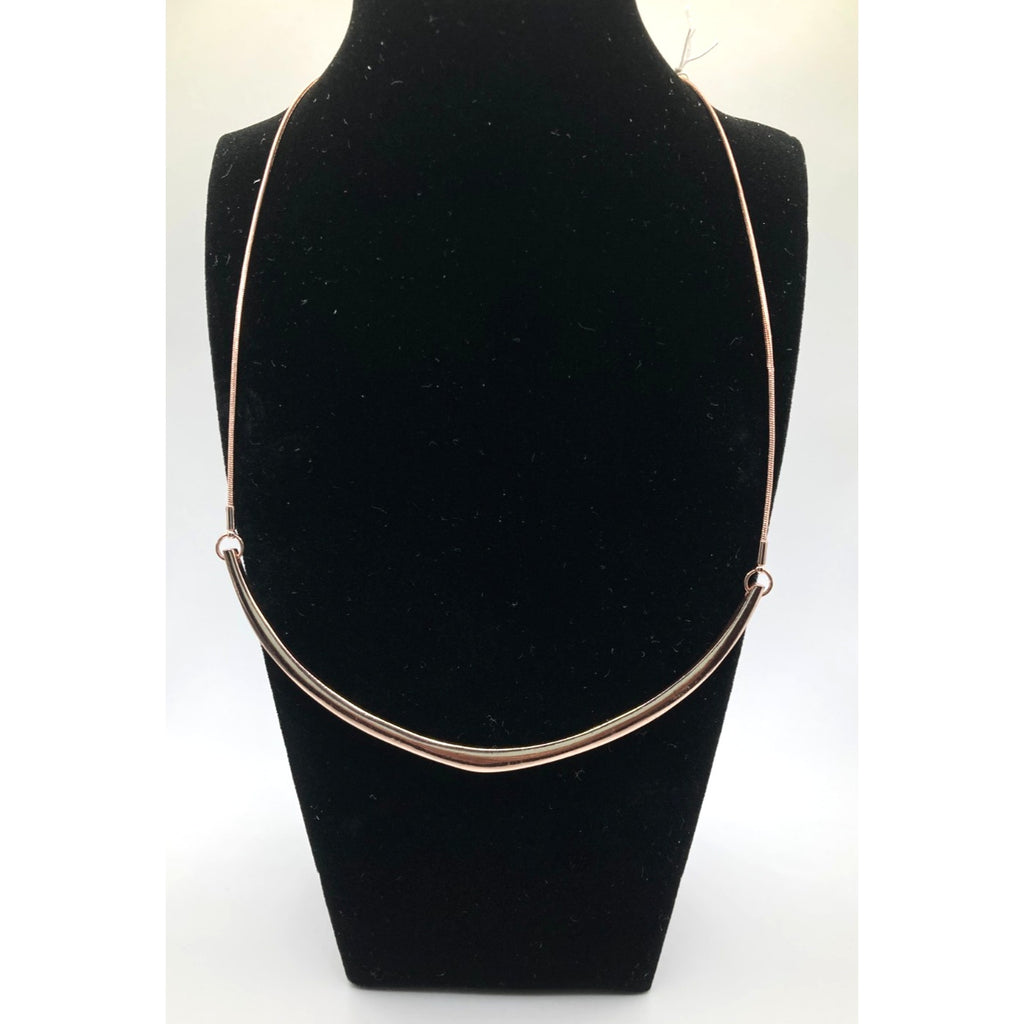 Soft Rose Gold Tone Slider Adjustable Bow Necklace Simplistic Versatile 28"