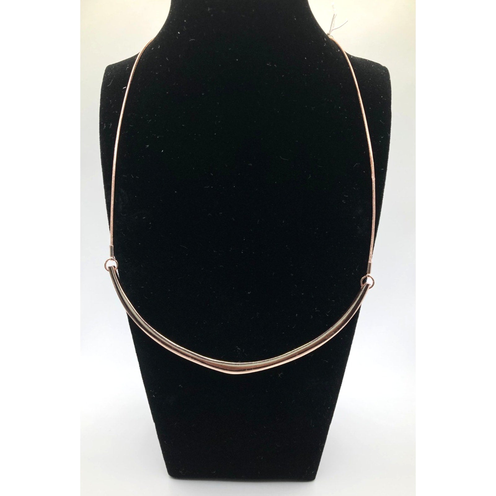 Soft Rose Gold Tone Slider Adjustable Bow Necklace Simplistic Versatile 28"
