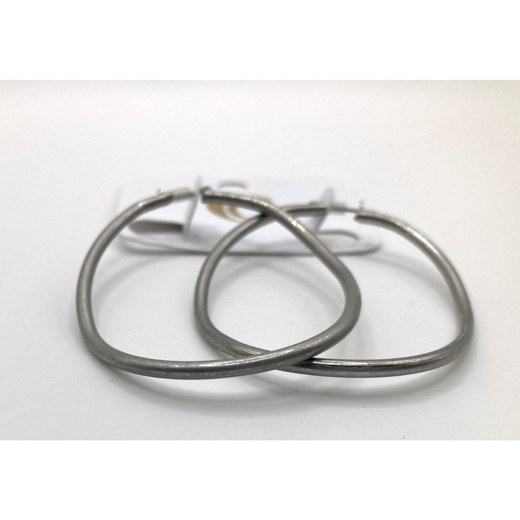 CHARMING CHARLIE Gold Tone & Silver Tone Abstract Oval Hoop Earrings 2 PAIR SET