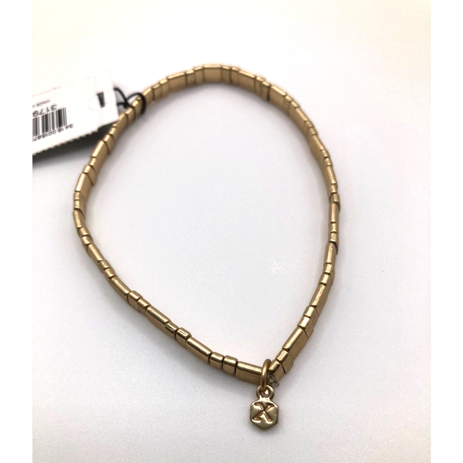EXPRESS Worn Gold Tone Minimalist Rectangles w/ Charm NEW
