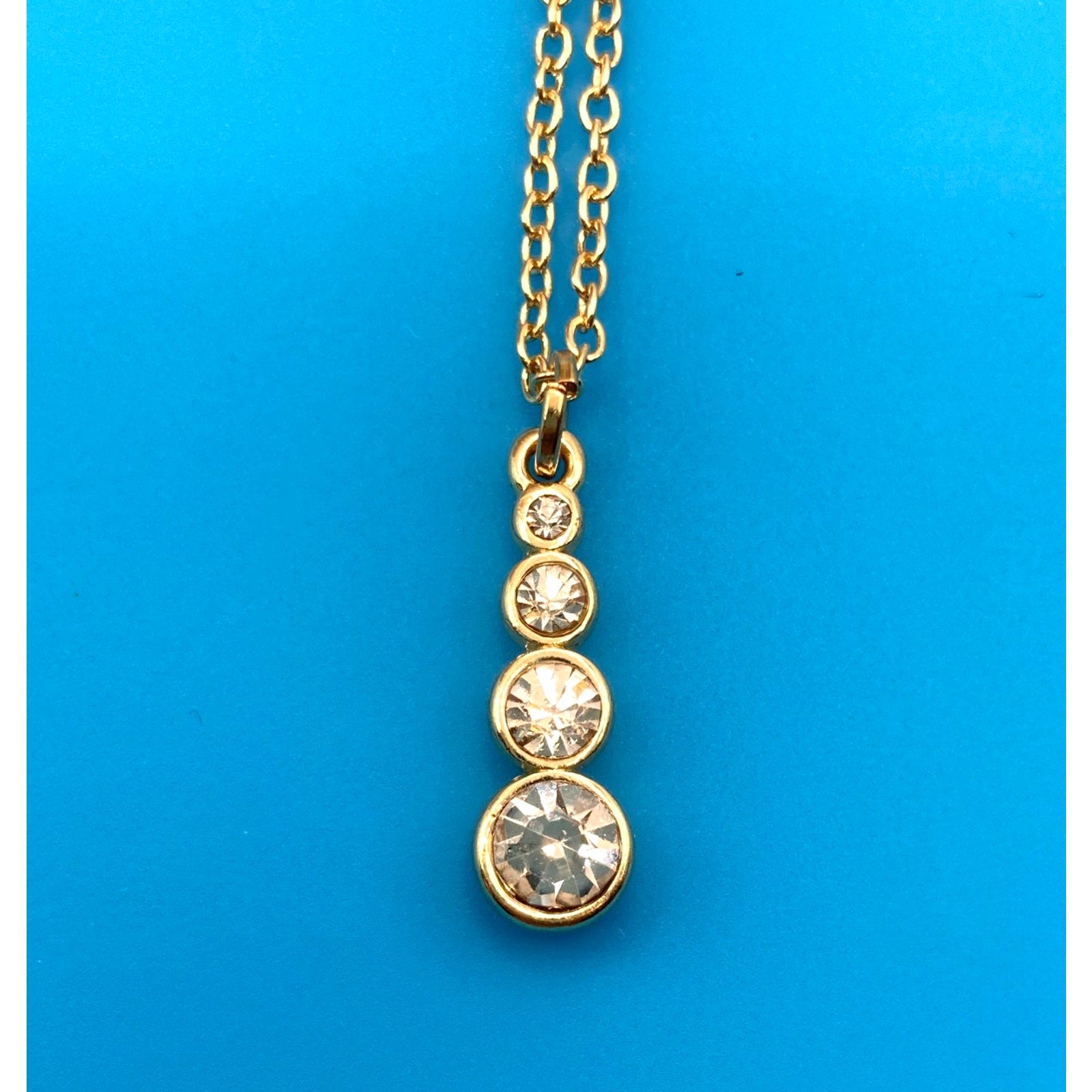Graduated Four-Stone Gold Overlay 18" Necklace Made with SWAROVSKI Elements