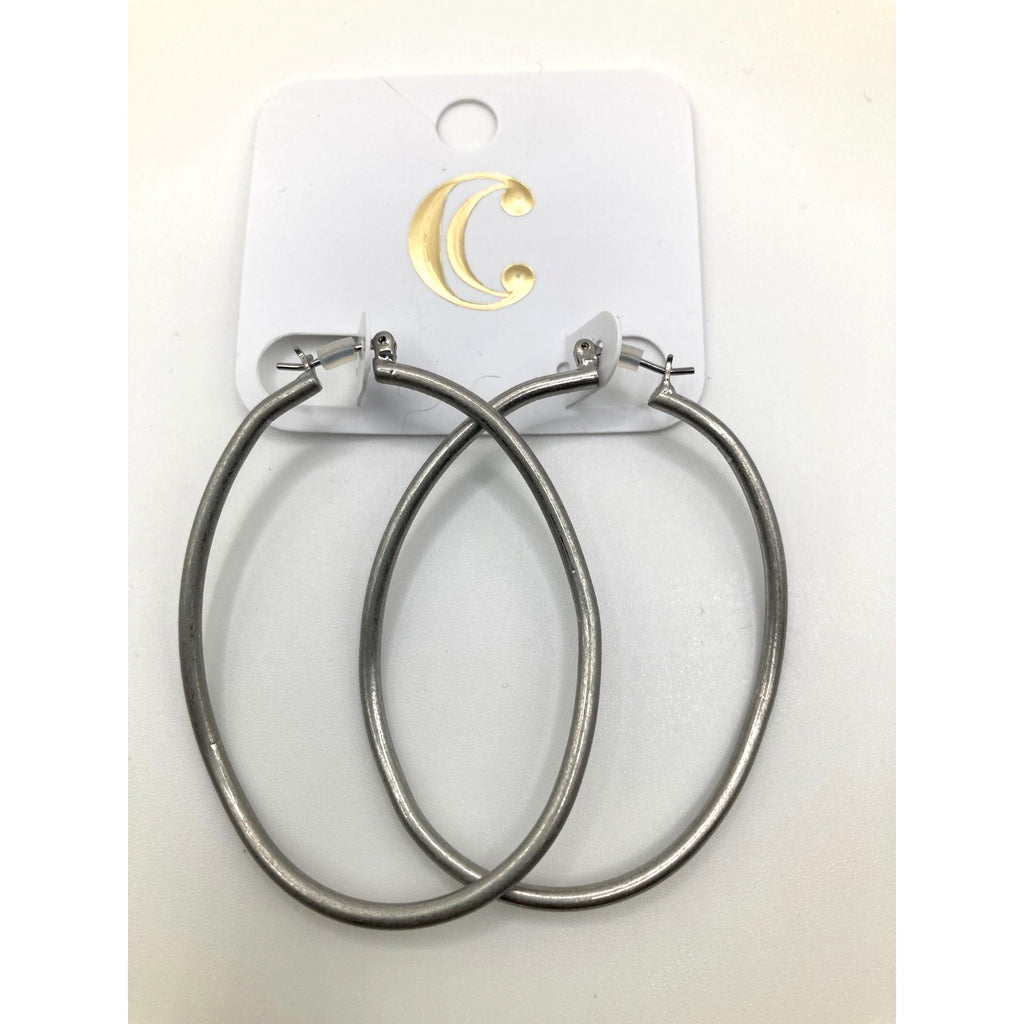 CHARMING CHARLIE Gold Tone & Silver Tone Abstract Oval Hoop Earrings 2 PAIR SET