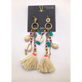 LANE BRYANT Beachy Boho Multicolor Duster Tassel Beaded Earrings 4" NWT