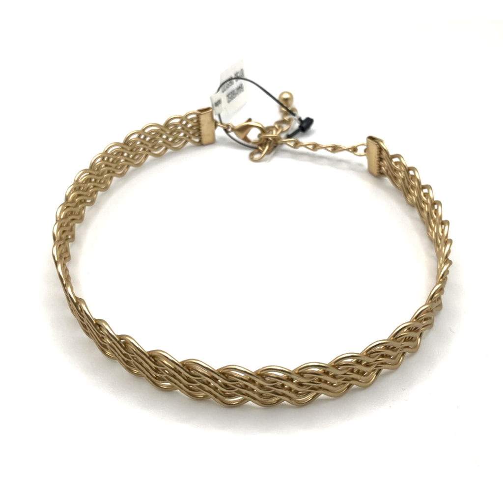 FREE PEOPLE Gold Tone Woven Chain Collar Choker Necklace