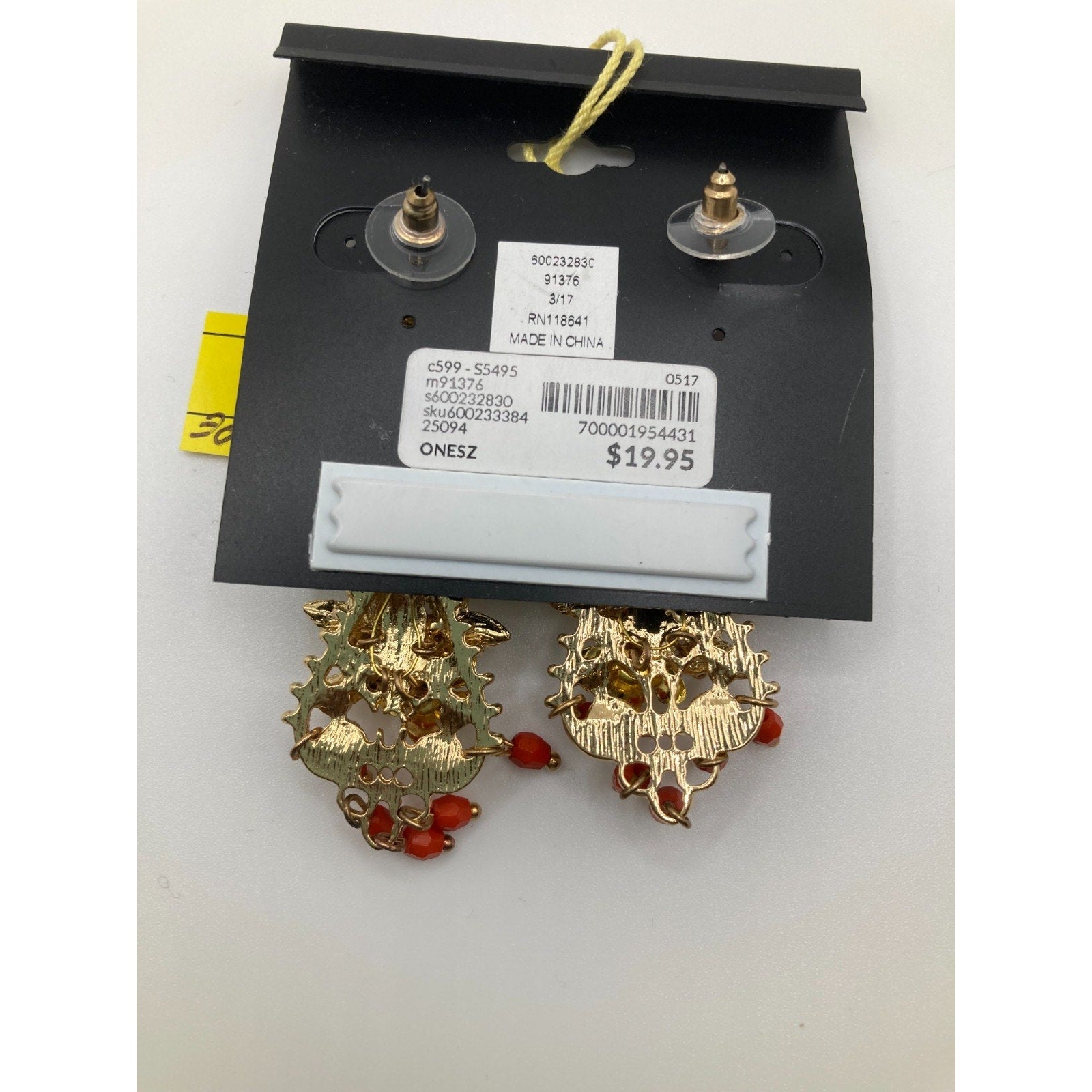 LANE BRYANT Spanish Gold Tone Multicolor Ornate Chandelier Statement Earrings