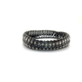 CHICOS Gunmetal Black Wide 2 Row Stretch Bracelet w/ Rhinestones