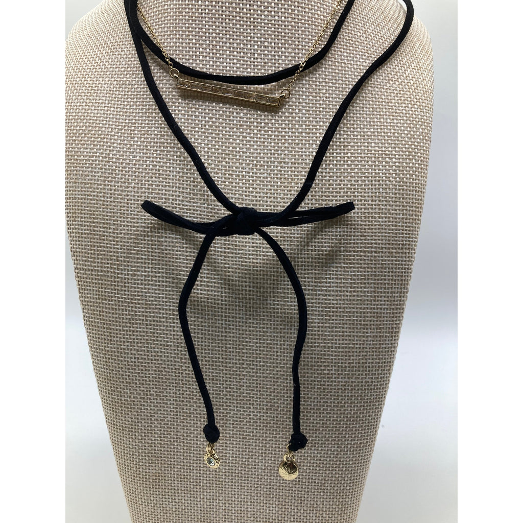 EXPRESS Choker Black Sueded w/ Gold Tone Chain