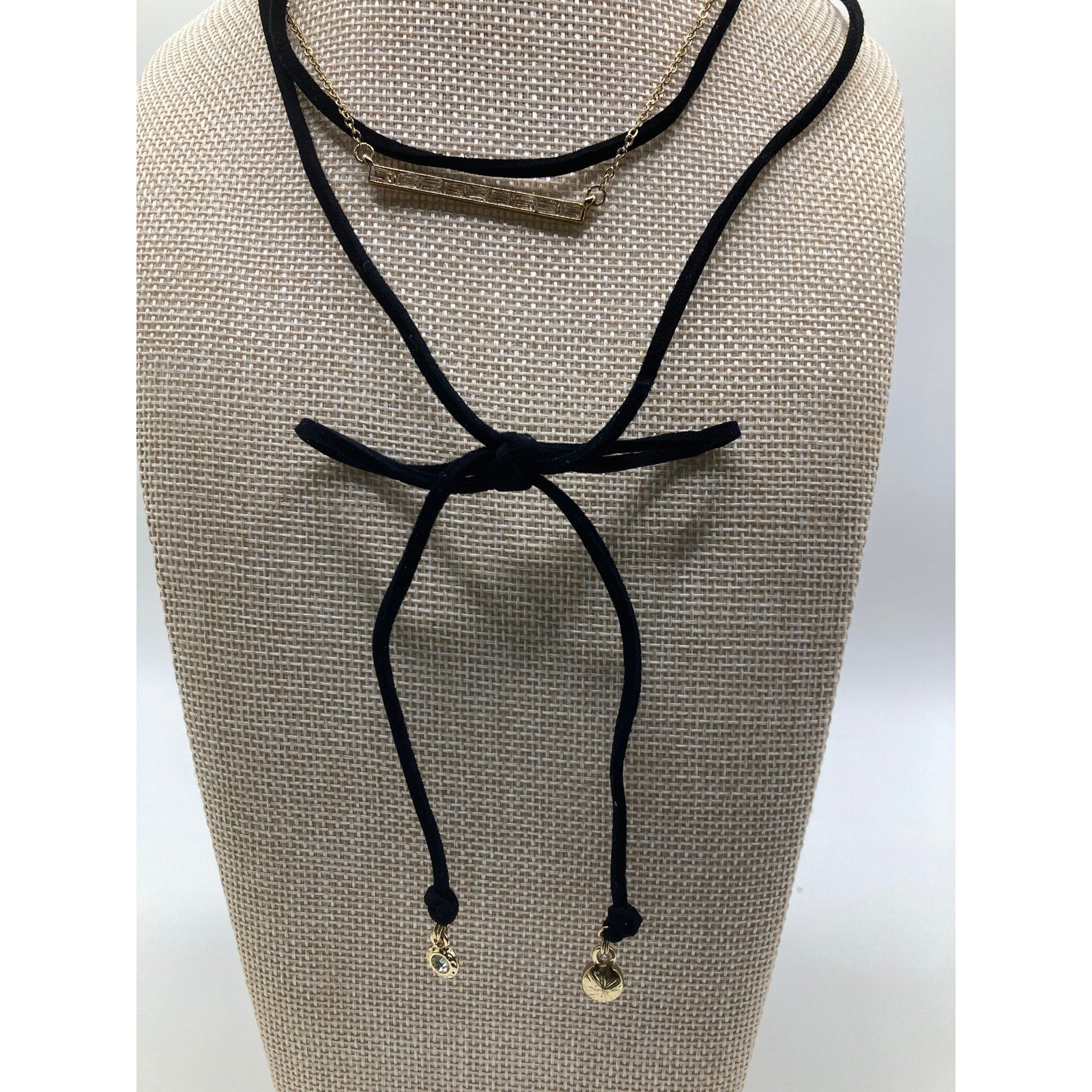 EXPRESS Choker Black Sueded w/ Gold Tone Chain
