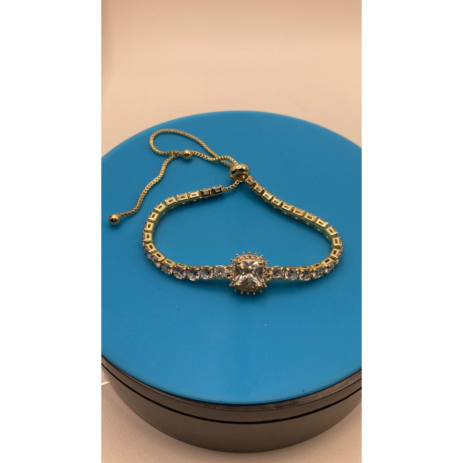 Radiant Center Stone Slider Tennis Bracelet Made with Swarovski Elements Sz9