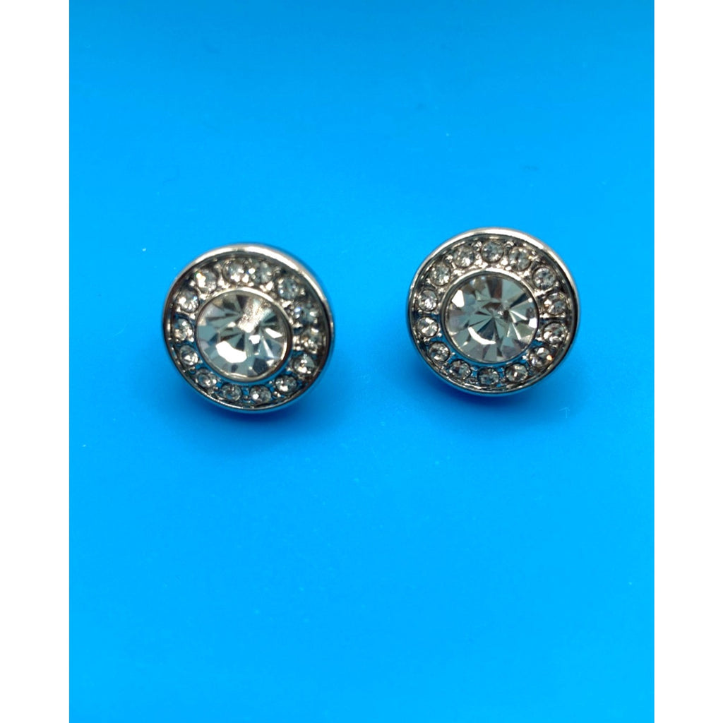 Rhodium Overlay Silver Halo Crystal Earrings Made with SWAROVSKI Elements