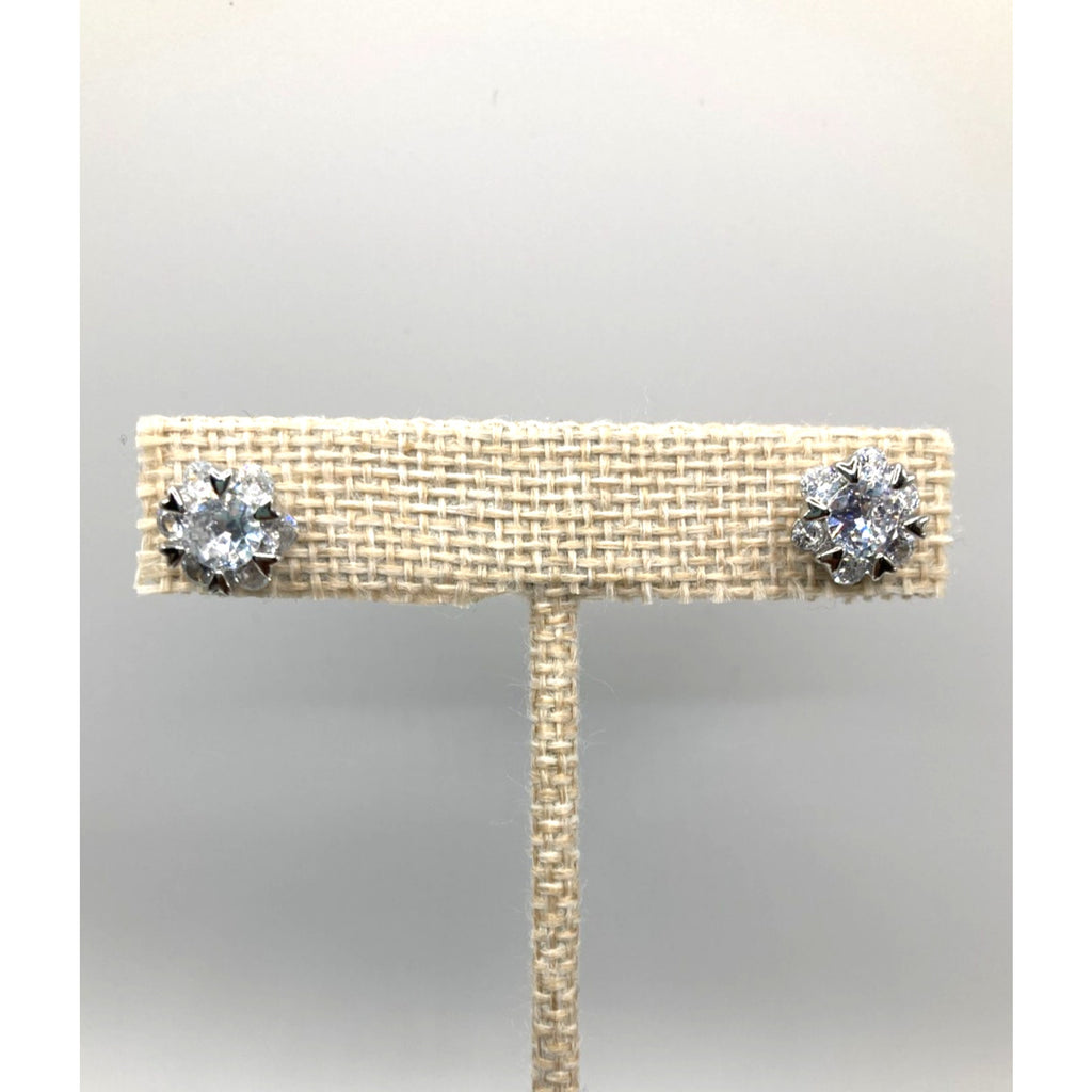 Crystal Cluster Stud Silver Overlay Earrings Made with SWAROVSKI Elements