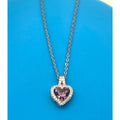 Purple Heart Crystal Silver Overlay 18" Necklace Made with SWAROVSKI Elements