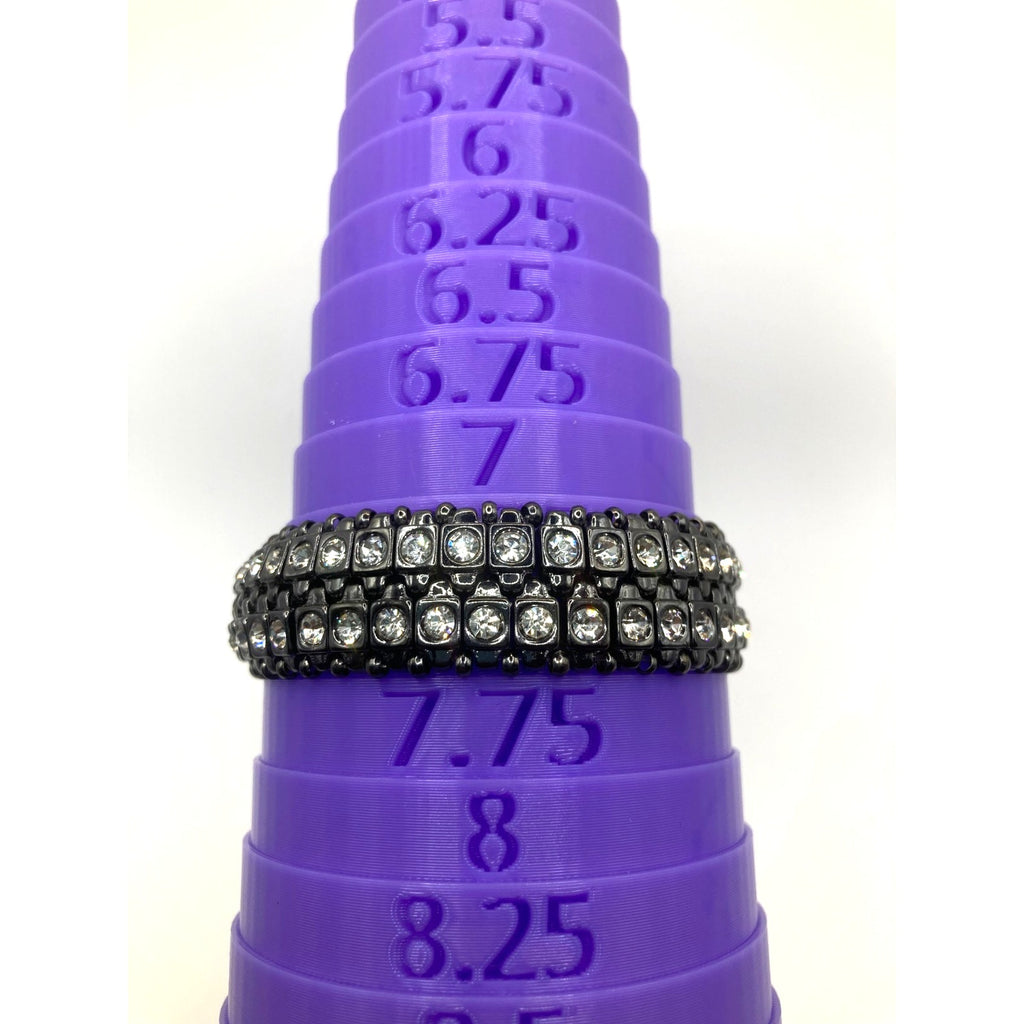 CHICOS Gunmetal Black Wide 2 Row Stretch Bracelet w/ Rhinestones