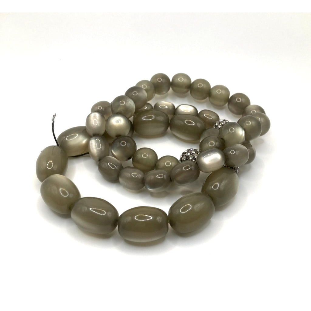 Talbots Gray Green Moon Glow Rhinestone Pave Bead Stretch Bracelet Set of 3