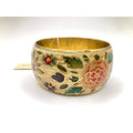 STONY Vintage-Inspired Worn Gold Tone Floral Pattern Wide Bangle Bracelet